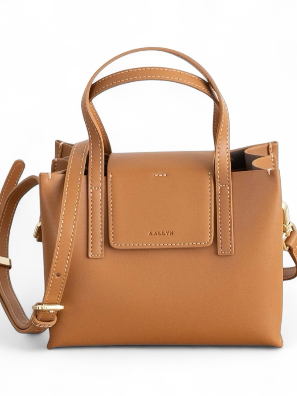 👜AALLYN Mini Stella Satchel Genuine Leather Crossbody Burnt Caramel